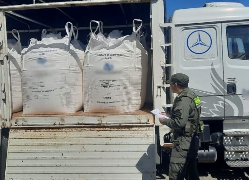 Secuestran 27.500 kilos de carbonato de sodio a granel en Río Negro